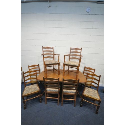 1266 - A 20TH CENTURY OAK JAYCEE EXTENDING DINING TABLE, with one additional fold out leaf, length 163cm x ... 