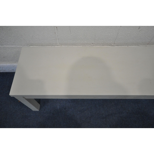 1287 - A PAINTED OAK LONG RECTANGULAR BENCH, length 183cm x depth 39cm x height 47cm (condition report: som... 