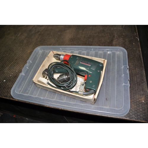 1055 - A PLASTIC BOX AND TWO TRAYS CONTAINING TOOLS including two vintage saws, two spirit levels, two bow ... 