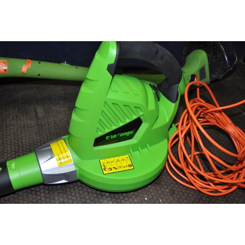 1056 - A CHALLENGE GARDEN BLOWER IN ORIGINAL BOX and a Performance cordless strimmer with one battery and c... 