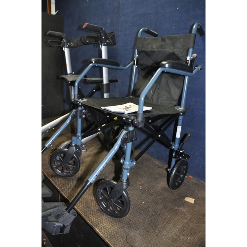 1068 - A DRIVE MEDICAL TRAVELITE LIGHTWEIGHT FOLDING WHEELCHAIR with two footrests and a Drive Medical fold... 