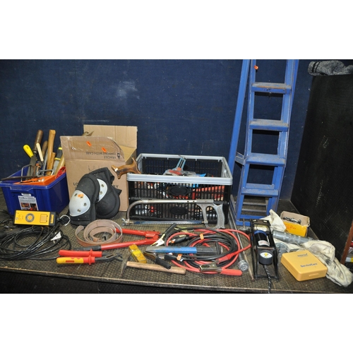 1079 - THREE BOXES OF AUTOMOTIVE AND ENGINEERING TOOLS including a Halfords battery charger, car ramps, gea... 