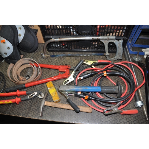 1079 - THREE BOXES OF AUTOMOTIVE AND ENGINEERING TOOLS including a Halfords battery charger, car ramps, gea... 