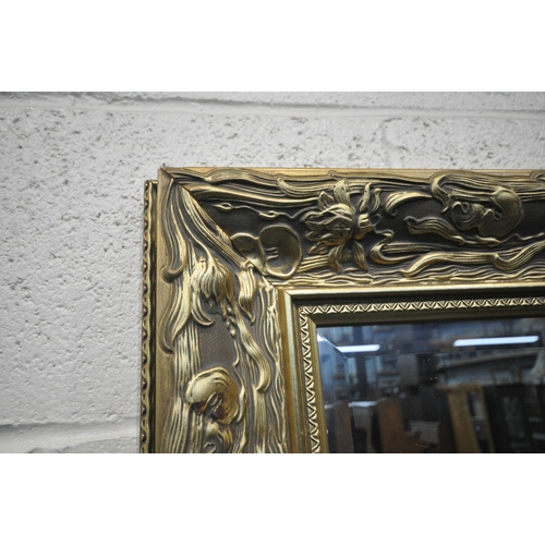 1291 - A RECTANGULAR GILT FRAME BEVELLED EDGE WALL MIRROR, 108cm x 79cm, along with a smaller gilt frame be... 