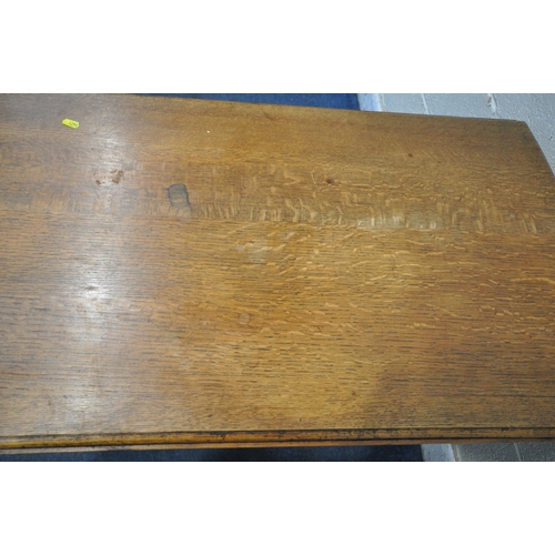 1294 - A 20TH CENTURY OAK OVAL BARLEY TWIST GATE LEG TABLE, open width 152cm x depth 106cm x height 75cm, a... 