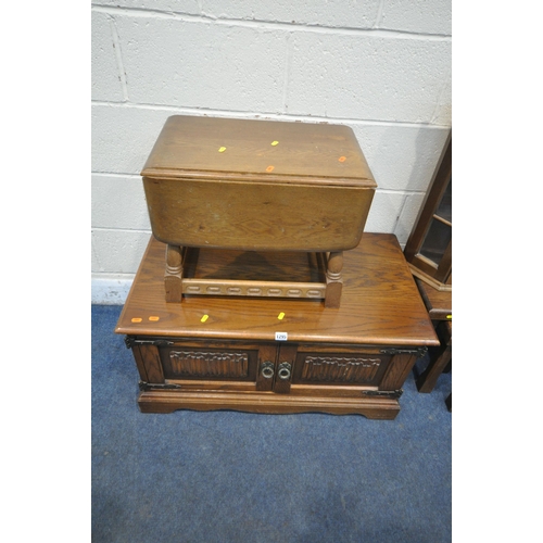 1295 - A SELECTION OF 20TH CENTURY OAK OCCASIONAL FURNITURE, to include an Old Charm tv cabinet, width 88cm... 