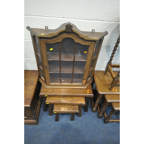 1295 - A SELECTION OF 20TH CENTURY OAK OCCASIONAL FURNITURE, to include an Old Charm tv cabinet, width 88cm... 