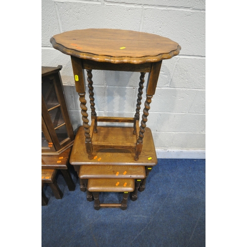 1295 - A SELECTION OF 20TH CENTURY OAK OCCASIONAL FURNITURE, to include an Old Charm tv cabinet, width 88cm... 