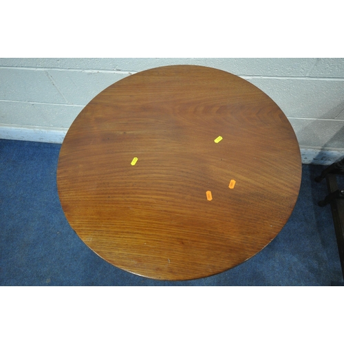 1298 - A GEORGIAN MAHOGANY CIRCULAR TILT TOP TRIPOD TABLE, diameter 69cm x height 73cm, along with a 20th c... 