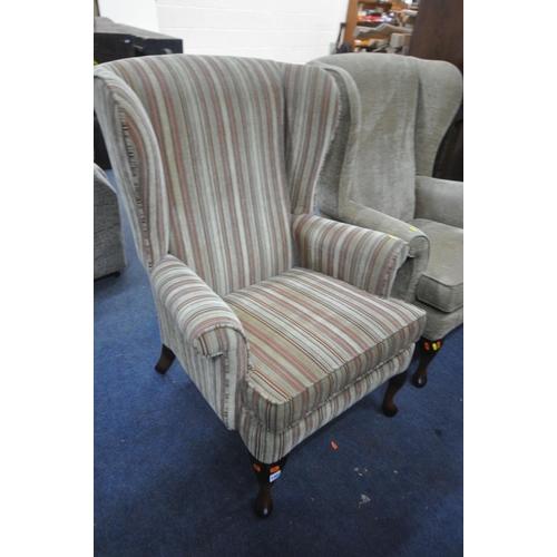 1304 - TWO PARKER KNOLL UPHOLSTERED WING BACK ARMCHAIRS, one stripped and the other beige (condition report... 