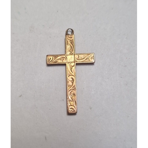 10 - A 9CT GOLD SAPPHIRE AND DIAMOND CROSS PENDANT AND TWO PHOTO LOCKETS, open work cross pendant, set wi... 