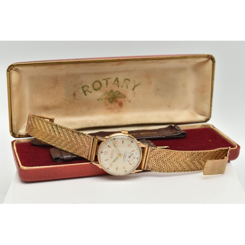 19 - A GENTS 9CT GOLD 'ROAMER' WRISTWATCH, manual wind, round silvered dial signed 'Roamer', alternating ... 