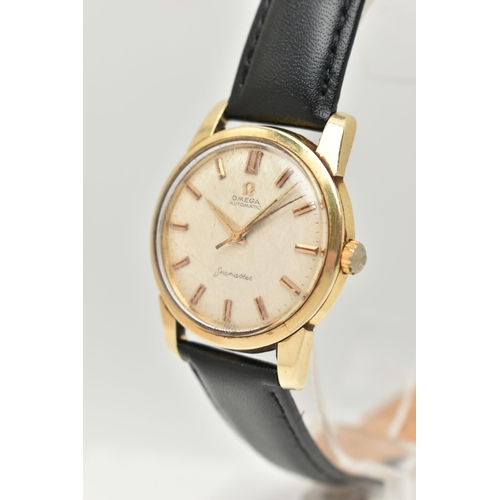 51 - AN OMEGA AUTOMATIC SEAMASTER WRISTWATCH, the circular face with gold coloured hour markers and hands... 