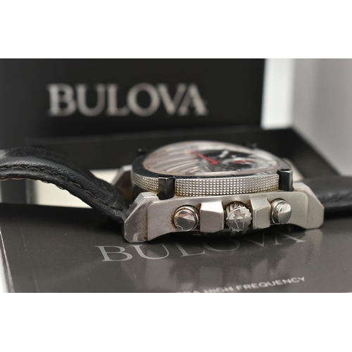 56 - A GENTS BOXED 'BULOVA' WRISTWATCH, quartz chronograph watch, round black dial signed 'Bulova, Precis... 