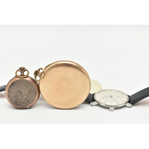 62 - THREE WATCHES, to include a gents 'Hamilton St James'  wristwatch, model number 54002-3, a gold plat... 