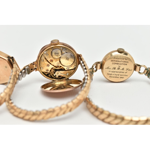 8 - THREE 9CT GOLD CASED, LADIES WRISTWATCHES, the first a manual wind 'Cyma' watch, polished case hallm... 