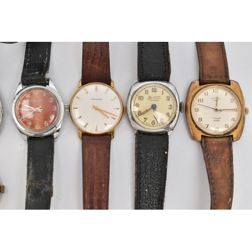 86 - SEVEN GENTS WATCHES, assorted watches, names to include Seiko Automatic, Garrard, Rotary, Bentima, B... 