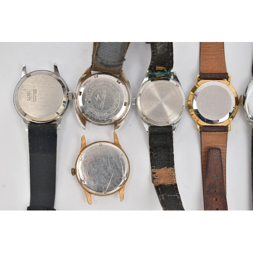 86 - SEVEN GENTS WATCHES, assorted watches, names to include Seiko Automatic, Garrard, Rotary, Bentima, B... 