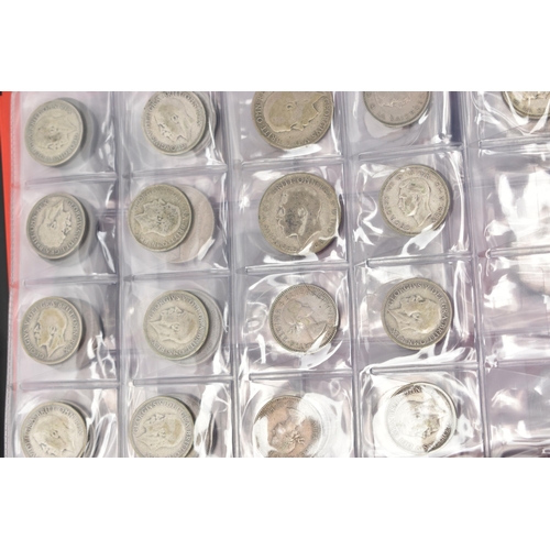 122 - A SMALL COIN ALBUM OF MIXED COINAGE, to include Silver Crown size 1896 Morgan Dollar, France 10 Fran... 