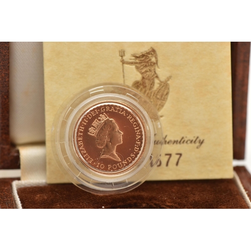 129 - A ROYAL MINT BOXED GOLD BRITANNIA 1/10th OZ PROOF COIN,  No.1677 with certificate of authenticity