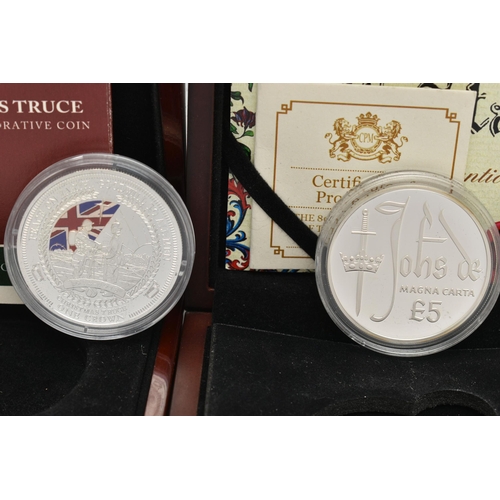 132 - TWO BOXED SILVER COINS, to Include The 1914 Christmas Truce One Crown commemorative coin Sterling Si... 