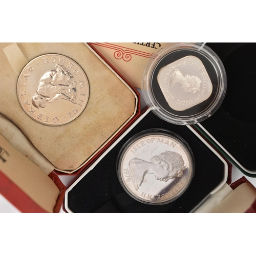 135 - THREE PROOF COINS, to include a Jersey 1981 Silver Proof £1 boxed coin inc certificate, Washington C... 