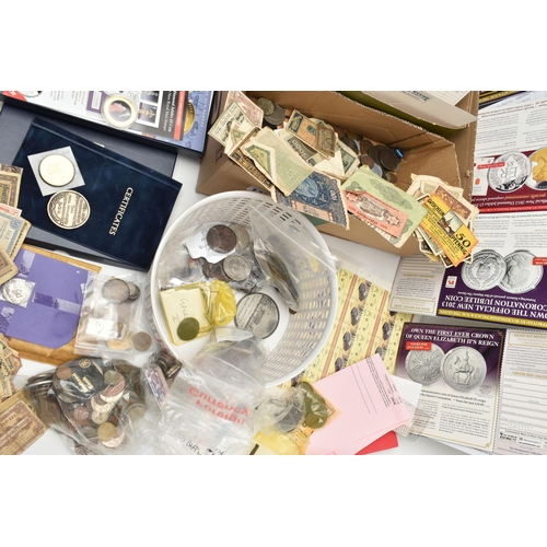 138 - A BOX OF COINS AND COMMEMORATIVES, to include approximately 40x Diamond Jubilee coin collection 24ct... 