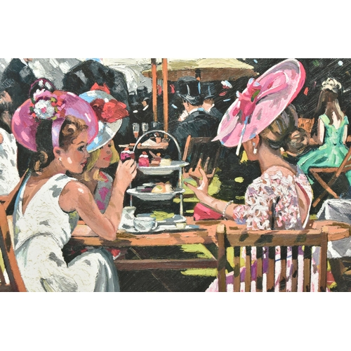 306 - SHERREE VALENTINE DAINES (BRITISH 1959) 'AFTERNOON TEA AT ASCOT' a signed limited edition print on b... 