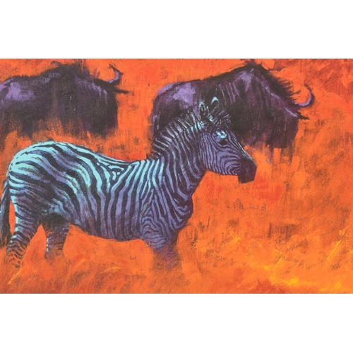 312 - ROLF HARRIS (AUSTRALIA 1930) ' ZEBRA AND WILDEBEEST', a signed limited edition print on paper, 50/19... 