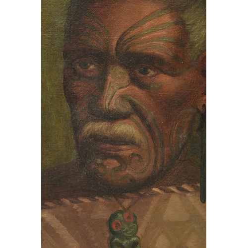 320 - VERA CUMMINGS (NEW ZEALAND 1891-1949) A PORTRAIT OF A MALE MAORI FIGURE, his face is adorned with ta... 