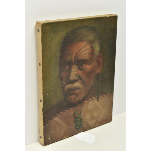 320 - VERA CUMMINGS (NEW ZEALAND 1891-1949) A PORTRAIT OF A MALE MAORI FIGURE, his face is adorned with ta... 