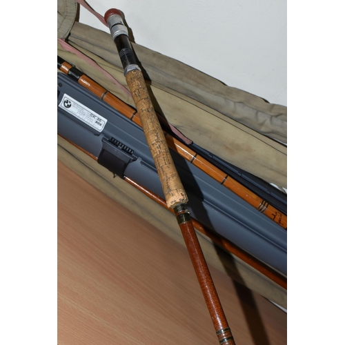 322 - A GROUP OF VINTAGE FISHING RODS, REELS AND A BMW REAR PARCEL SHELF, comprising BMW parcel shelf code... 