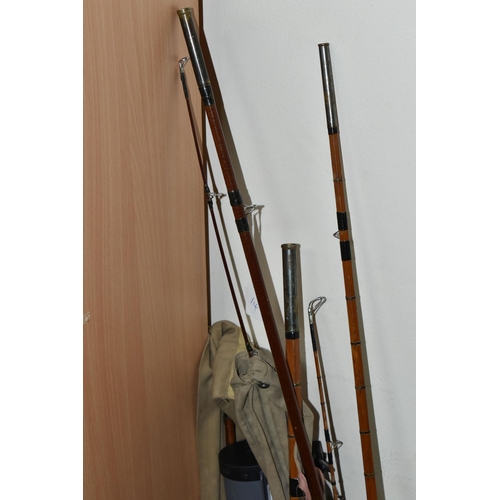 322 - A GROUP OF VINTAGE FISHING RODS, REELS AND A BMW REAR PARCEL SHELF, comprising BMW parcel shelf code... 