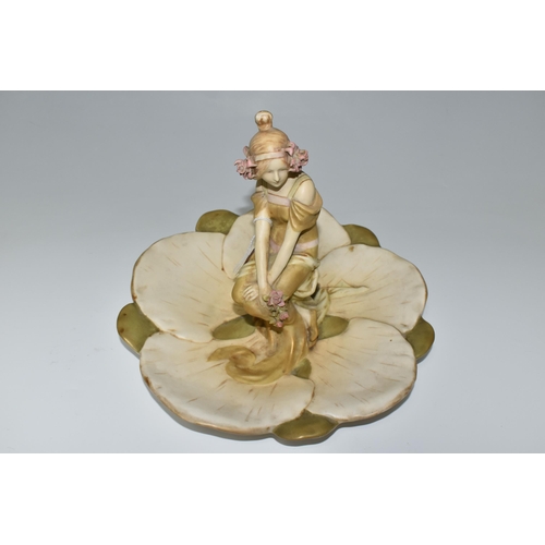 326 - A ROYAL VIENNA Ernst Wahliss porcelain Art Nouveau centrepiece, comprising a figure of a young lady ... 