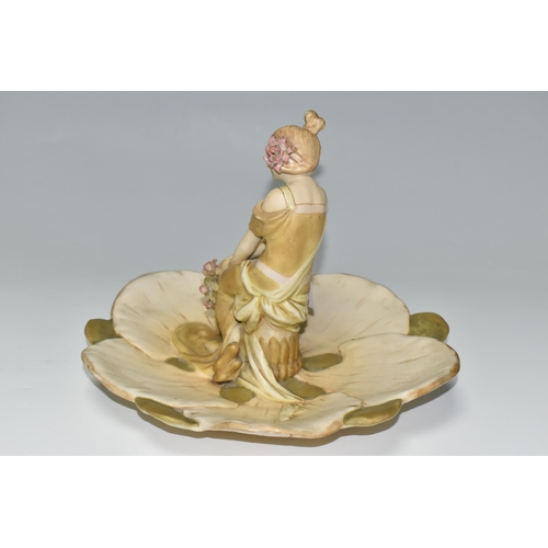 326 - A ROYAL VIENNA Ernst Wahliss porcelain Art Nouveau centrepiece, comprising a figure of a young lady ... 