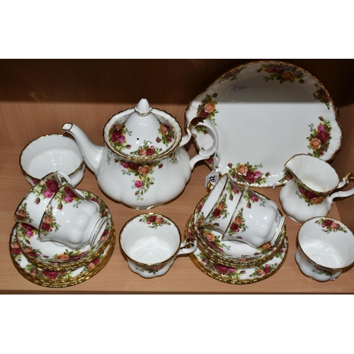 352 - A ROYAL ALBERT 'OLD COUNTRY ROSES' PATTERN TEA SET, comprising a teapot, cake plate, milk jug, sugar... 