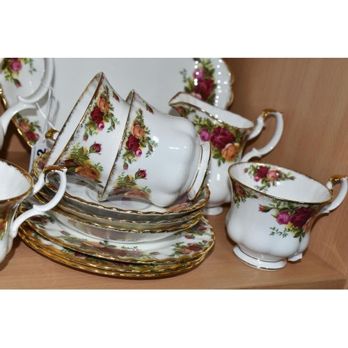 352 - A ROYAL ALBERT 'OLD COUNTRY ROSES' PATTERN TEA SET, comprising a teapot, cake plate, milk jug, sugar... 