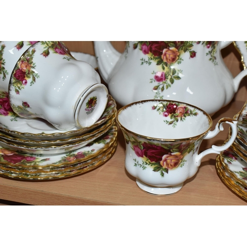 352 - A ROYAL ALBERT 'OLD COUNTRY ROSES' PATTERN TEA SET, comprising a teapot, cake plate, milk jug, sugar... 