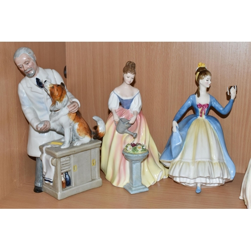 378 - A GROUP OF ROYAL DOULTON FIGURINES, comprising June HN1691 (some chips/losses to flower petals, craz... 