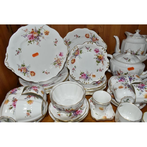 383 - A QUANTITY OF ROYAL CROWN DERBY 'DERBY POSIES' TEA AND COFFEE WARES AND A ROYAL CROWN DERBY WHITE GL... 