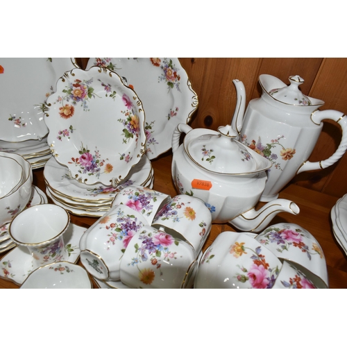 383 - A QUANTITY OF ROYAL CROWN DERBY 'DERBY POSIES' TEA AND COFFEE WARES AND A ROYAL CROWN DERBY WHITE GL... 