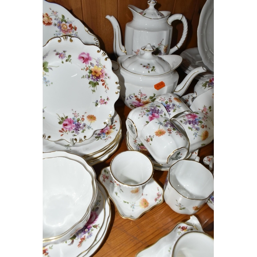 383 - A QUANTITY OF ROYAL CROWN DERBY 'DERBY POSIES' TEA AND COFFEE WARES AND A ROYAL CROWN DERBY WHITE GL... 