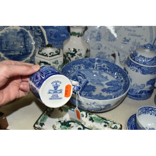 389 - A COLLECTION OF 20TH CENTURY MASONS IRONSTONE AND SPODE BLUE AND WHITE, ETC, including nine pieces o... 