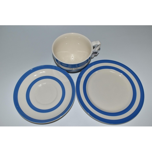 396 - A T.G. GREEN CLOVERLEAF CORNISHWARE OVERSIZED CUP, SAUCER AND TEA PLATE, printed marks (3) (Conditio... 