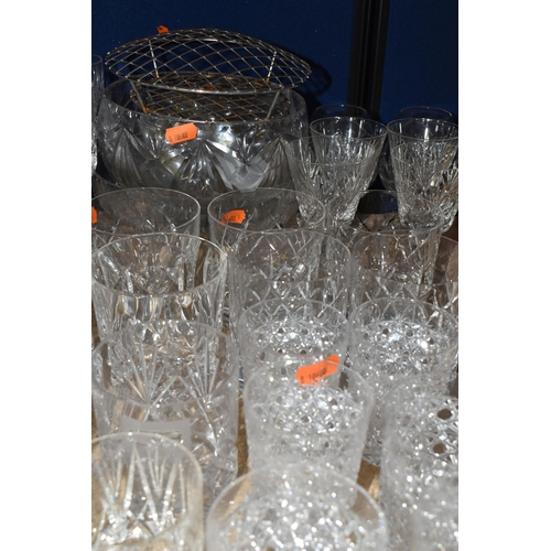 409 - A LARGE QUANTITY OF CUT CRYSTAL AND GLASSWARE, comprising wine glasses, ale glasses, whisky tumblers... 