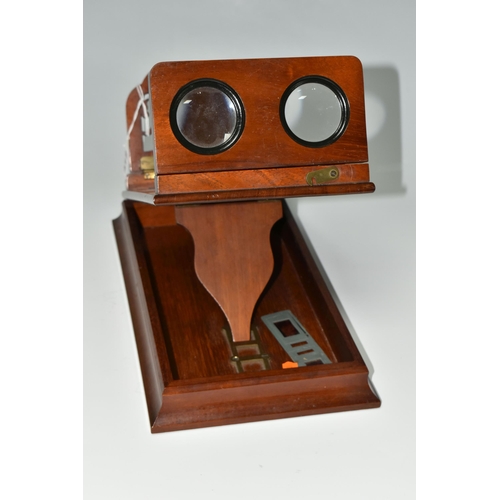 412 - A FOLDING GRAPHOSCOPE/ STEREOSCOPE CARD VIEWER,  marked 190, brass fittings (possibly reproduction),... 