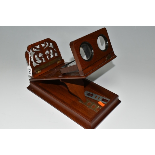 412 - A FOLDING GRAPHOSCOPE/ STEREOSCOPE CARD VIEWER,  marked 190, brass fittings (possibly reproduction),... 