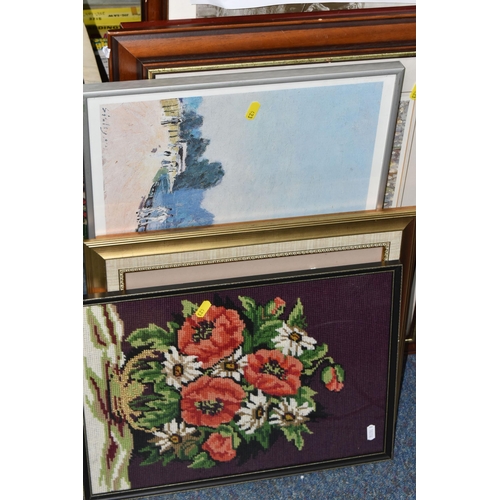 423 - THREE BOXES OF MISCELLANEOUS SUNDRIES, to include eight framed pictures, seventeen 1970's Mr. Men bo... 