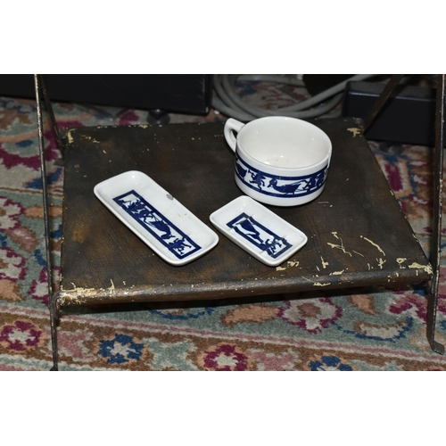 429 - AN EARLY 20TH CENTURY CHILD'S TOY WASHSTAND, with original swing mirror, height 39cm and a blue and ... 