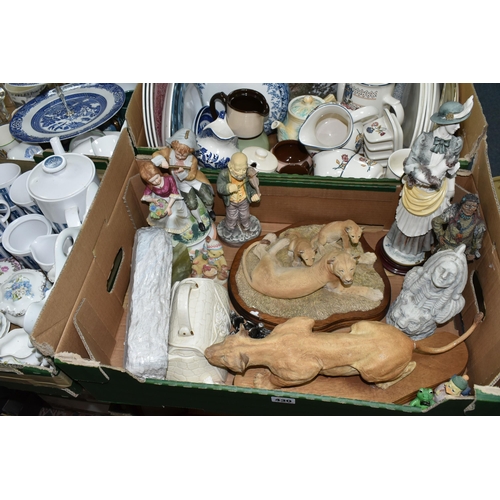 430 - FOUR BOXES OF CERAMICS AND ORNAMENTS, to include a Boots Co. 'Camargue' pattern tea set, dinner plat... 